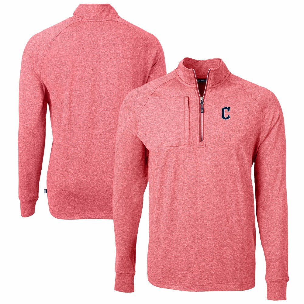 Cleveland Guardians Cutter & Buck Adapt Eco Knit Stretch Recycled Quarter-Zip Pullover Top - Heather Red Pullover