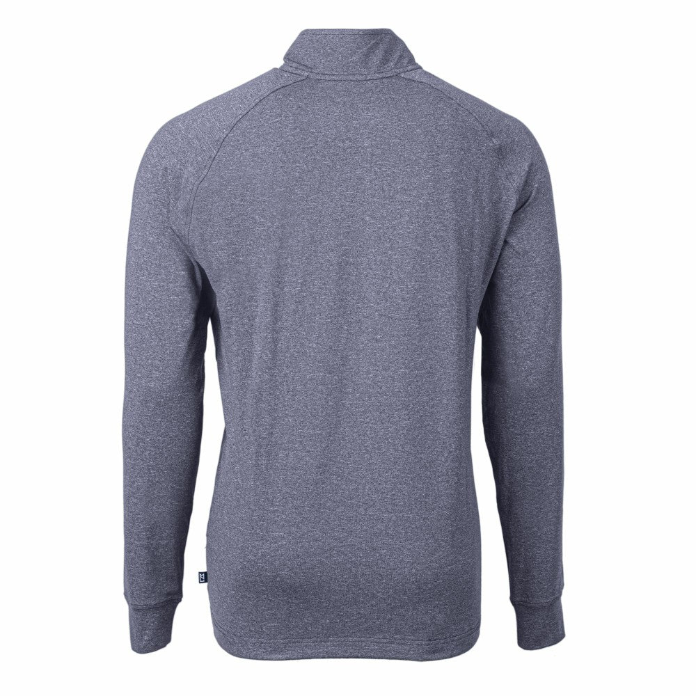 Cleveland Guardians Cutter & Buck Adapt Eco Knit Stretch Recycled Quarter-Zip Pullover Top - Heather Navy Pullover