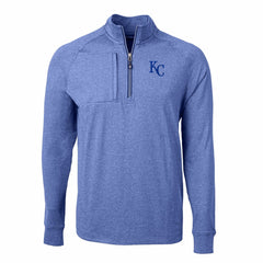 Kansas City Royals Cutter & Buck Adapt Eco Knit Stretch Recycled Quarter-Zip Pullover Top - Heather Royal Pullover