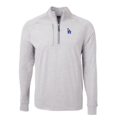 Los Angeles Dodgers Cutter & Buck Adapt Eco Knit Stretch Recycled Quarter-Zip Pullover Top - Heather Gray Pullover