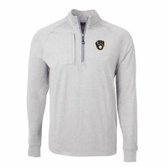 Milwaukee Brewers Cutter & Buck Adapt Eco Knit Stretch Recycled Quarter-Zip Pullover Top - Heather Gray Pullover