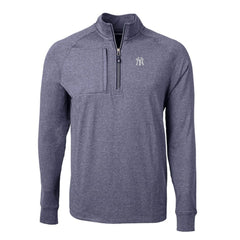 New York Yankees Cutter & Buck Adapt Eco Knit Stretch Recycled Quarter-Zip Pullover Top - Heather Navy Pullover