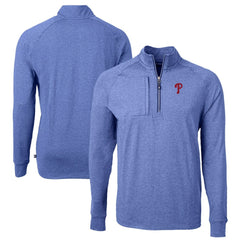 Philadelphia Phillies Cutter & Buck Adapt Eco Knit Stretch Recycled Quarter-Zip Pullover Top - Heather Royal Pullover