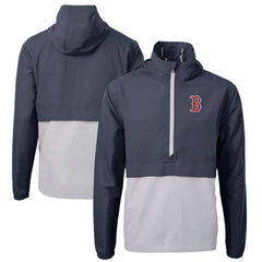 Boston Red Sox Cutter & Buck Charter Eco Recycled Half-Zip Anorak Jacket - Navy/Gray Jackets
