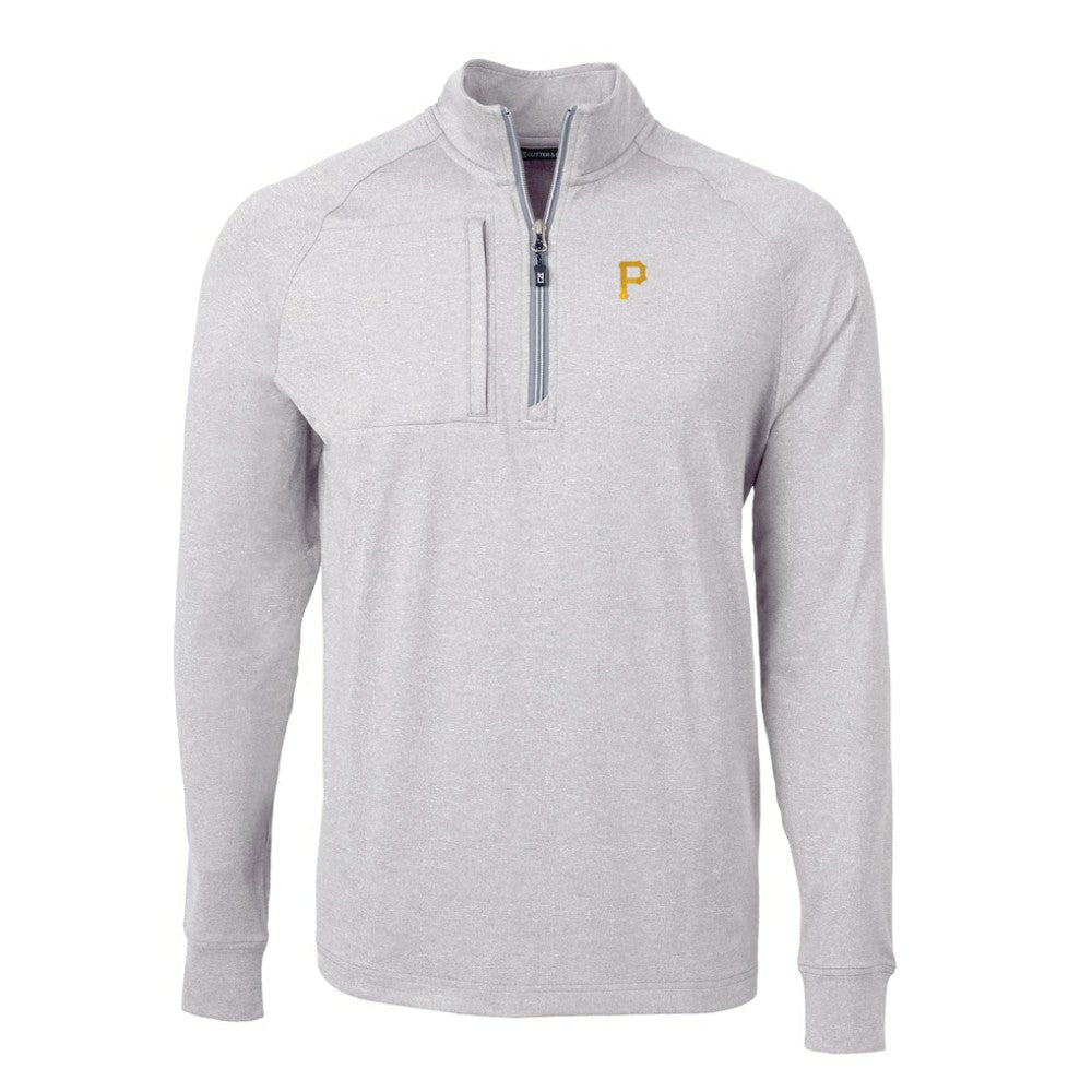 Pittsburgh Pirates Cutter & Buck Adapt Eco Knit Stretch Recycled Quarter-Zip Pullover Top - Heather Gray Pullover