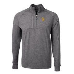 San Diego Padres Cutter & Buck Adapt Eco Knit Stretch Recycled Quarter-Zip Pullover Top - Heather Black Pullover