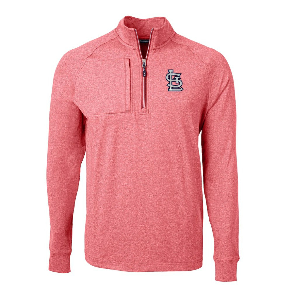 St. Louis Cardinals Cutter & Buck Adapt Eco Knit Stretch Recycled Quarter-Zip Pullover Top - Heather Red Pullover