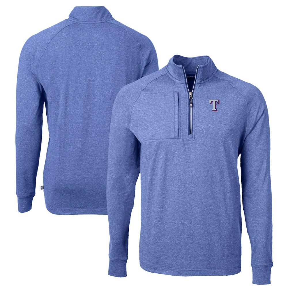 Texas Rangers Cutter & Buck Adapt Eco Knit Stretch Recycled Quarter-Zip Pullover Top - Heather Royal Pullover