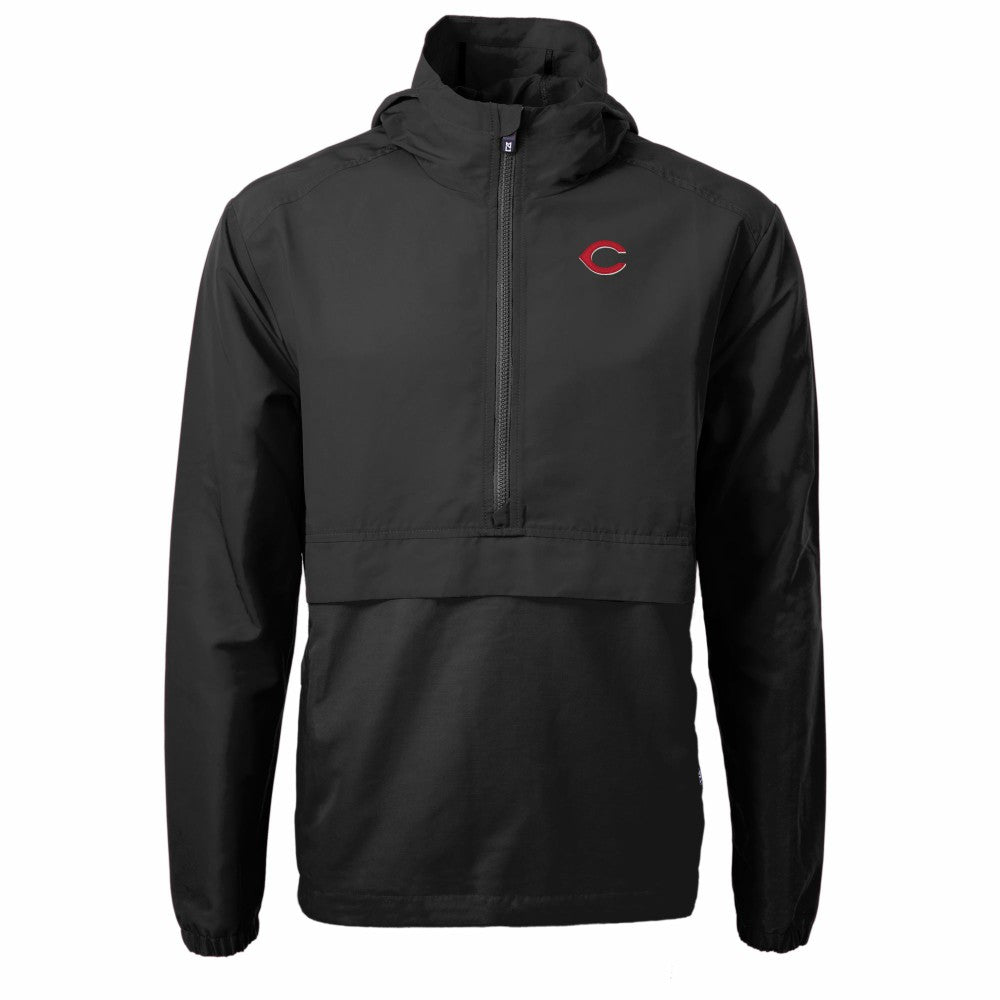 Cincinnati Reds Cutter & Buck Charter Eco Recycled Half-Zip Anorak Jacket - Black Jackets