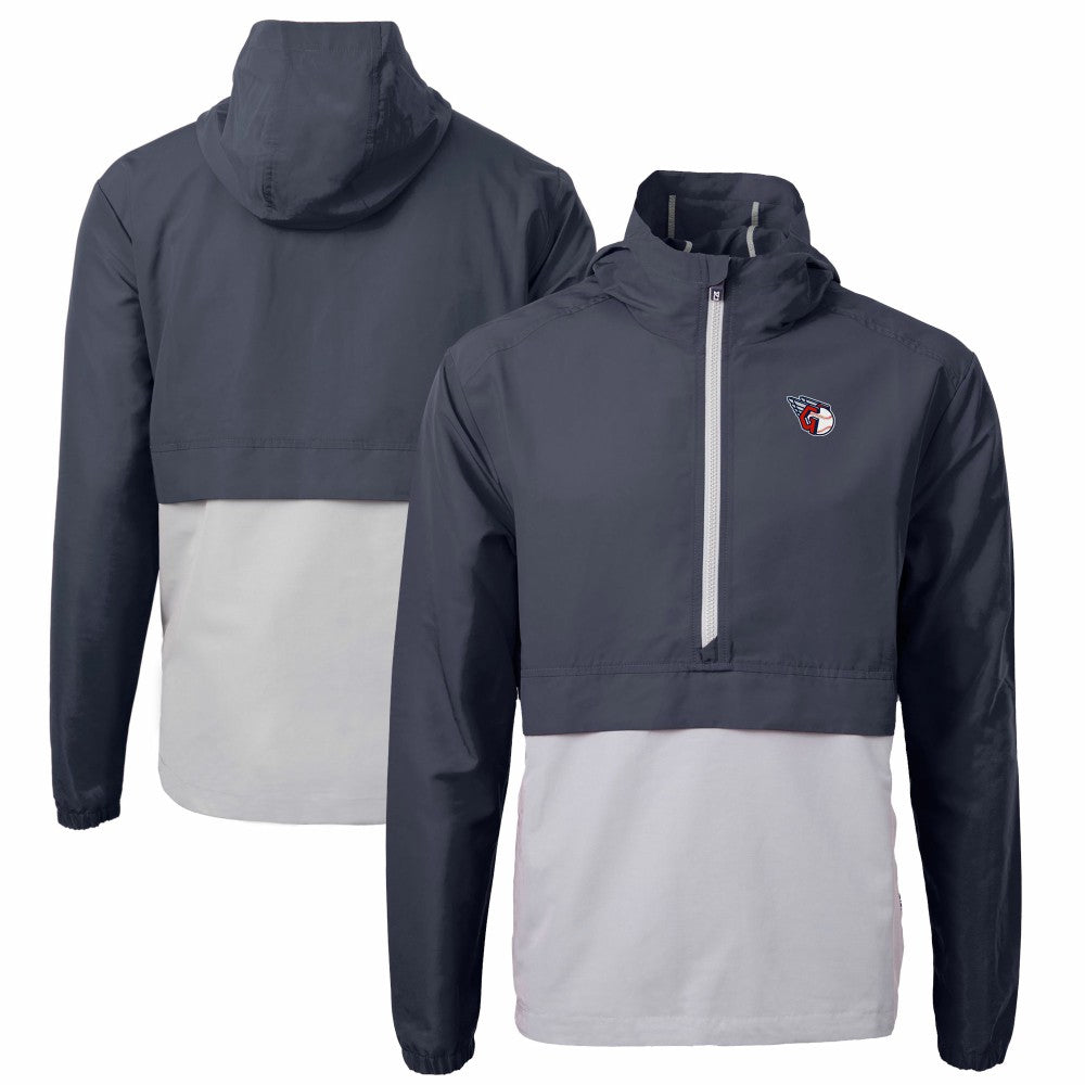Cleveland Guardians Cutter & Buck Charter Eco Recycled Half-Zip Anorak Jacket - Navy/Gray Jackets
