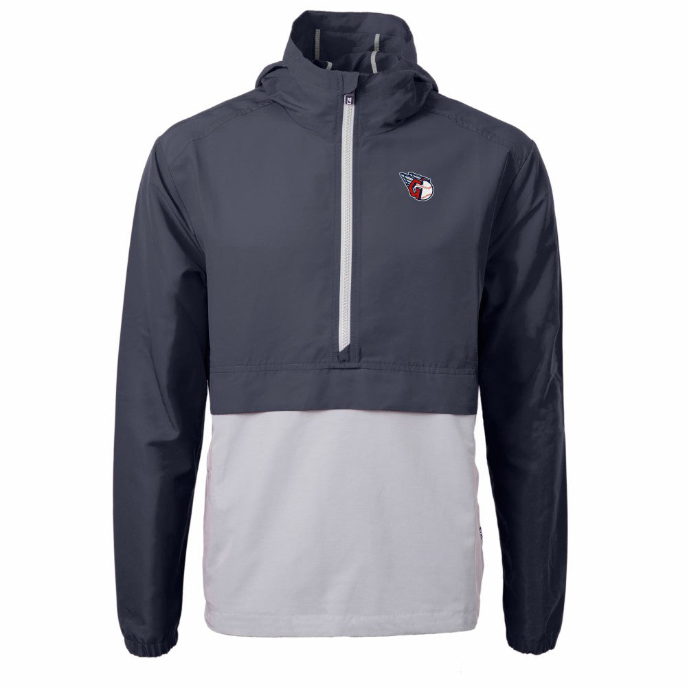 Cleveland Guardians Cutter & Buck Charter Eco Recycled Half-Zip Anorak Jacket - Navy/Gray Jackets
