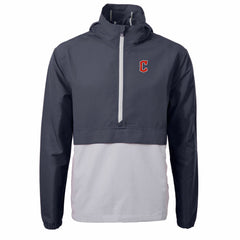 Cleveland Guardians Cutter & Buck Charter Eco Recycled Half-Zip Anorak Jacket - Navy/Gray Jackets