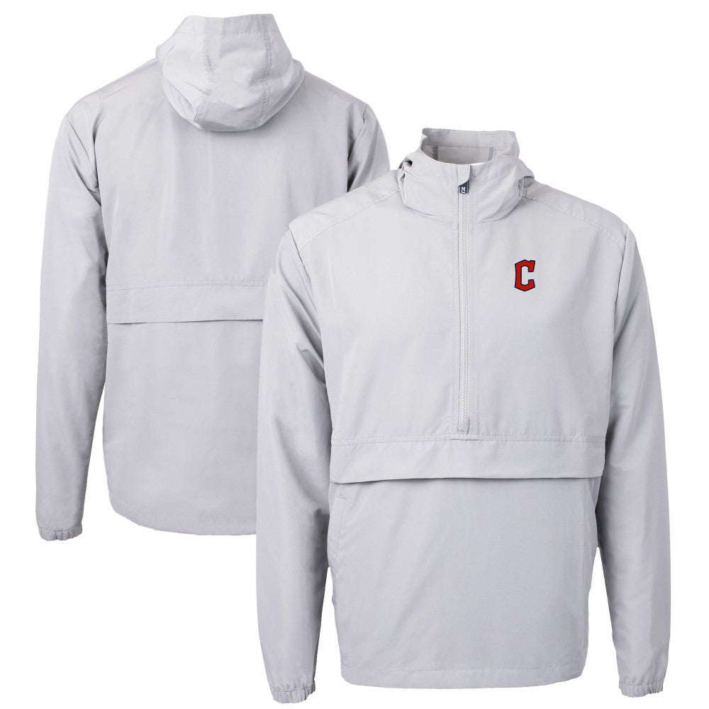 Cleveland Guardians Cutter & Buck Charter Eco Recycled Half-Zip Anorak Jacket - Gray Jackets