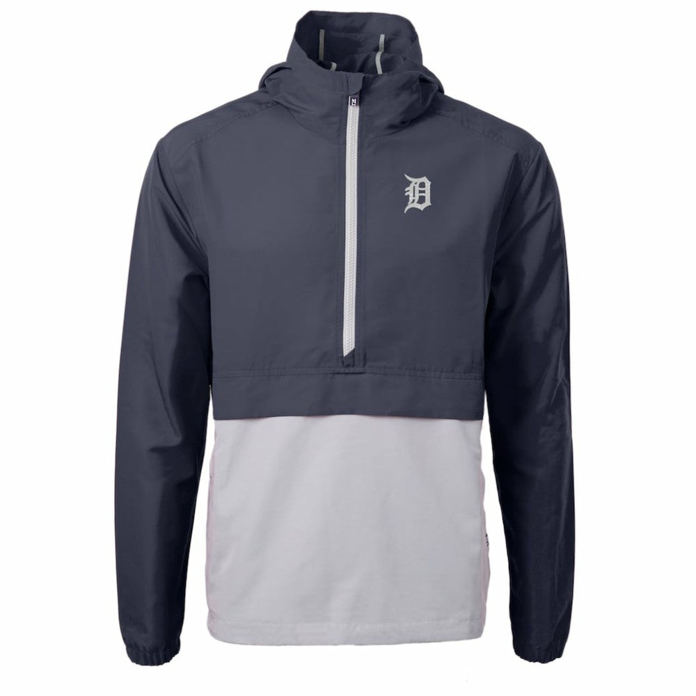 Detroit Tigers Cutter & Buck Charter Eco Recycled Half-Zip Anorak Jacket - Navy/Gray Jackets