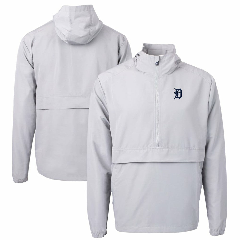 Detroit Tigers Cutter & Buck Charter Eco Recycled Half-Zip Anorak Jacket - Gray Jackets