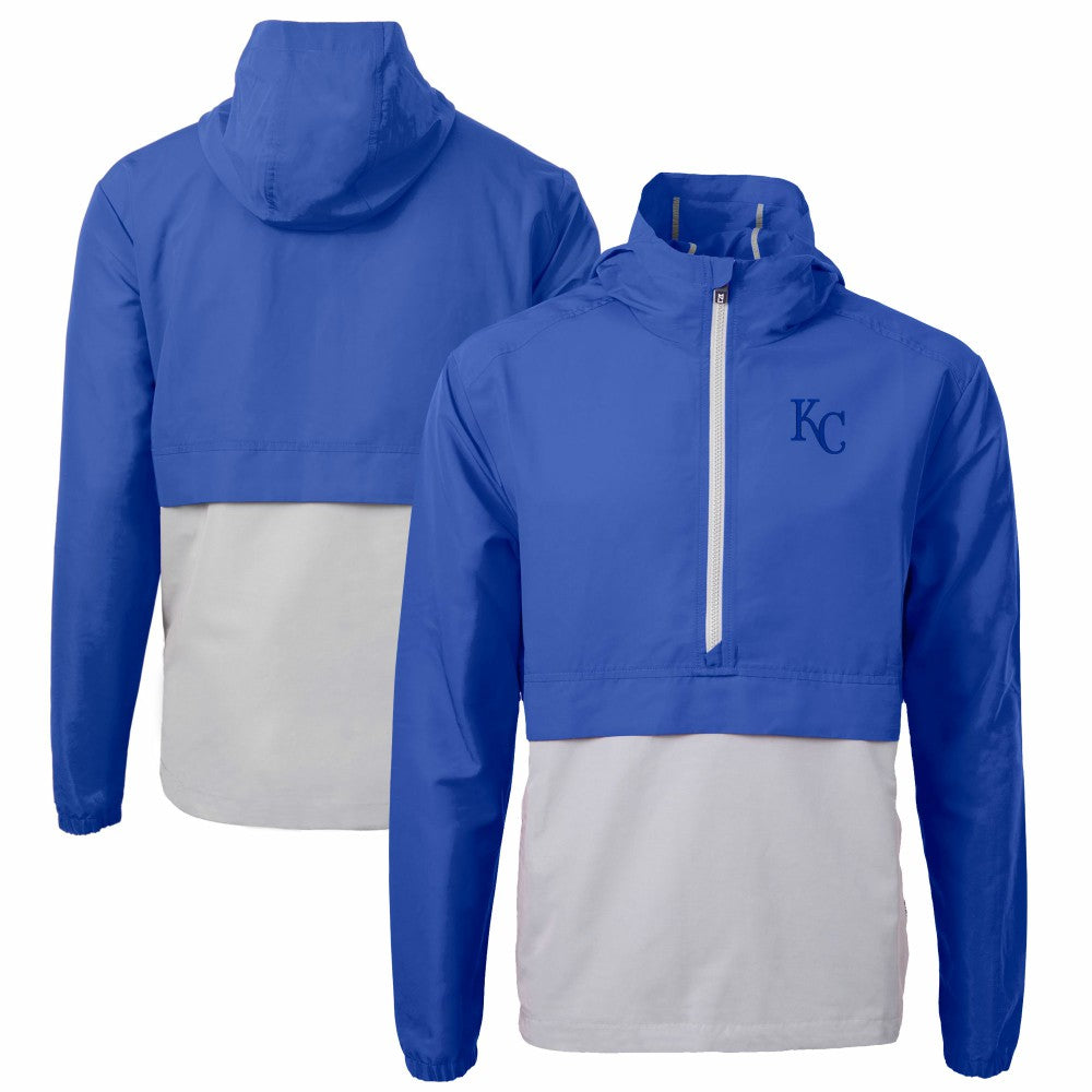 Kansas City Royals Cutter & Buck Charter Eco Recycled Half-Zip Anorak Jacket - Royal/Gray Jackets