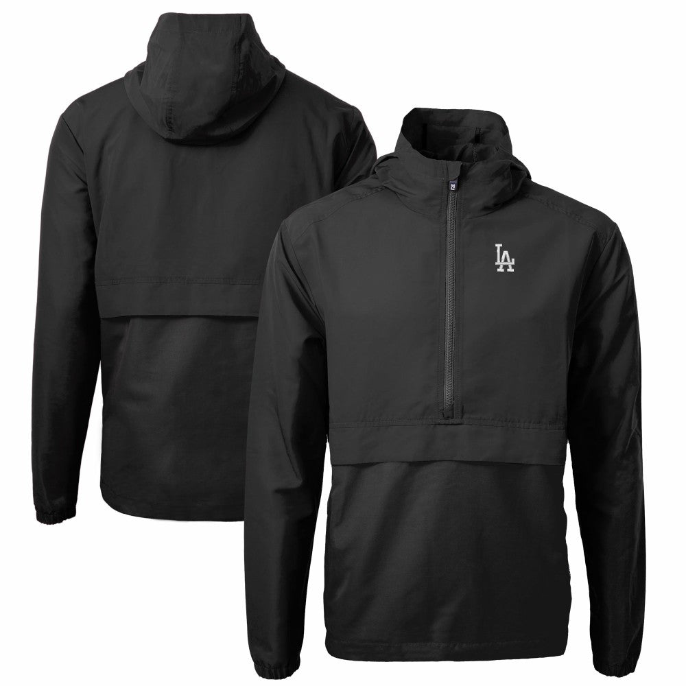 Los Angeles Dodgers Cutter & Buck Charter Eco Recycled Half-Zip Anorak Jacket - Black Jackets