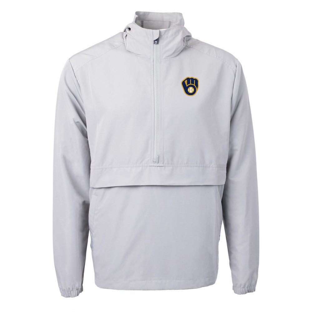 Milwaukee Brewers Cutter & Buck Charter Eco Recycled Half-Zip Anorak Jacket - Gray Jackets