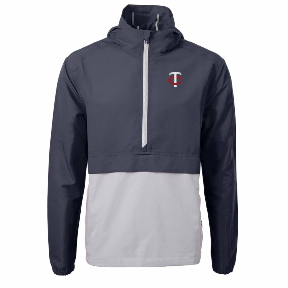 Minnesota Twins Cutter & Buck Charter Eco Recycled Half-Zip Anorak Jacket - Navy/Gray Jackets