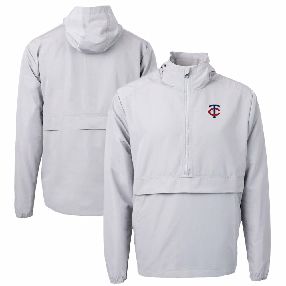 Minnesota Twins Cutter & Buck Charter Eco Recycled Half-Zip Anorak Jacket - Gray Jackets