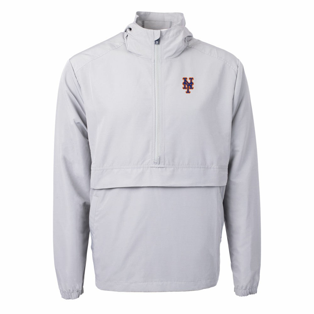 New York Mets Cutter & Buck Charter Eco Recycled Half-Zip Anorak Jacket - Gray Jackets