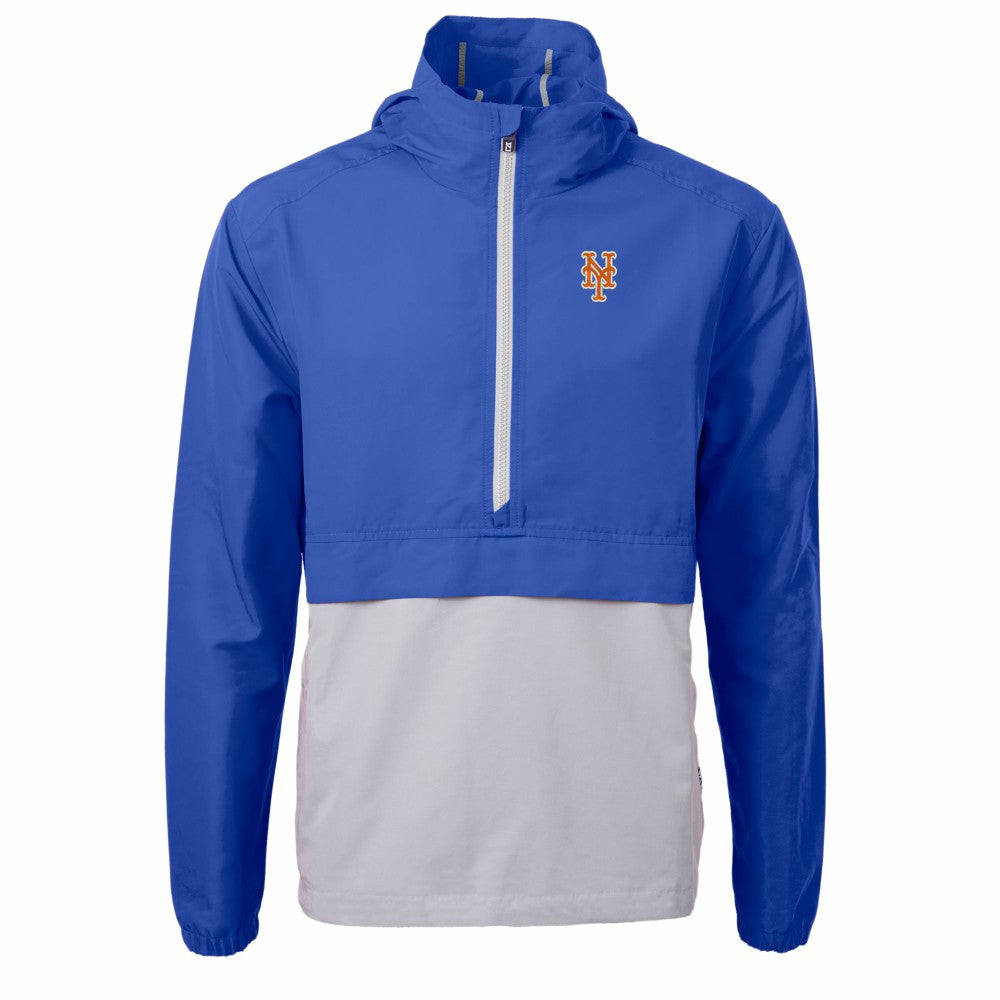 New York Mets Cutter & Buck Charter Eco Recycled Half-Zip Anorak Jacket - Royal/Gray Jackets