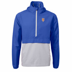 New York Mets Cutter & Buck Charter Eco Recycled Half-Zip Anorak Jacket - Royal/Gray Jackets