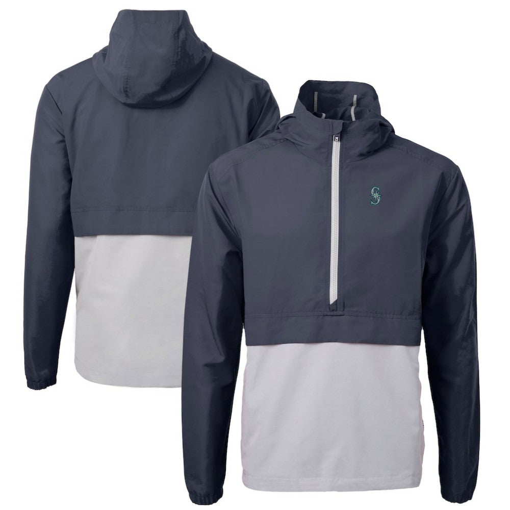 Seattle Mariners Cutter & Buck Charter Eco Recycled Half-Zip Anorak Jacket - Navy/Gray Jackets