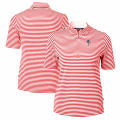 Philadelphia Phillies Cutter & Buck Women's Virtue Eco Pique Stripe Recycled Quarter-Zip Pullover Top - Red Pullover