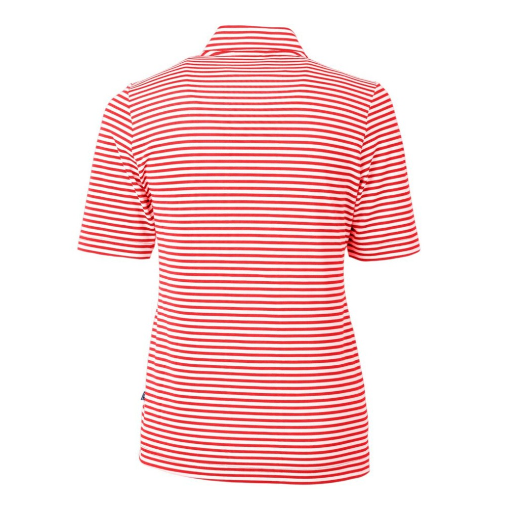 Washington Nationals Cutter & Buck Women's Virtue Eco Pique Stripe Recycled Quarter-Zip Pullover Top - Red Pullover