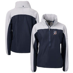 Detroit Tigers Cutter & Buck Women's Charter Eco Recycled Anorak Jacket - Navy/Gray Jackets
