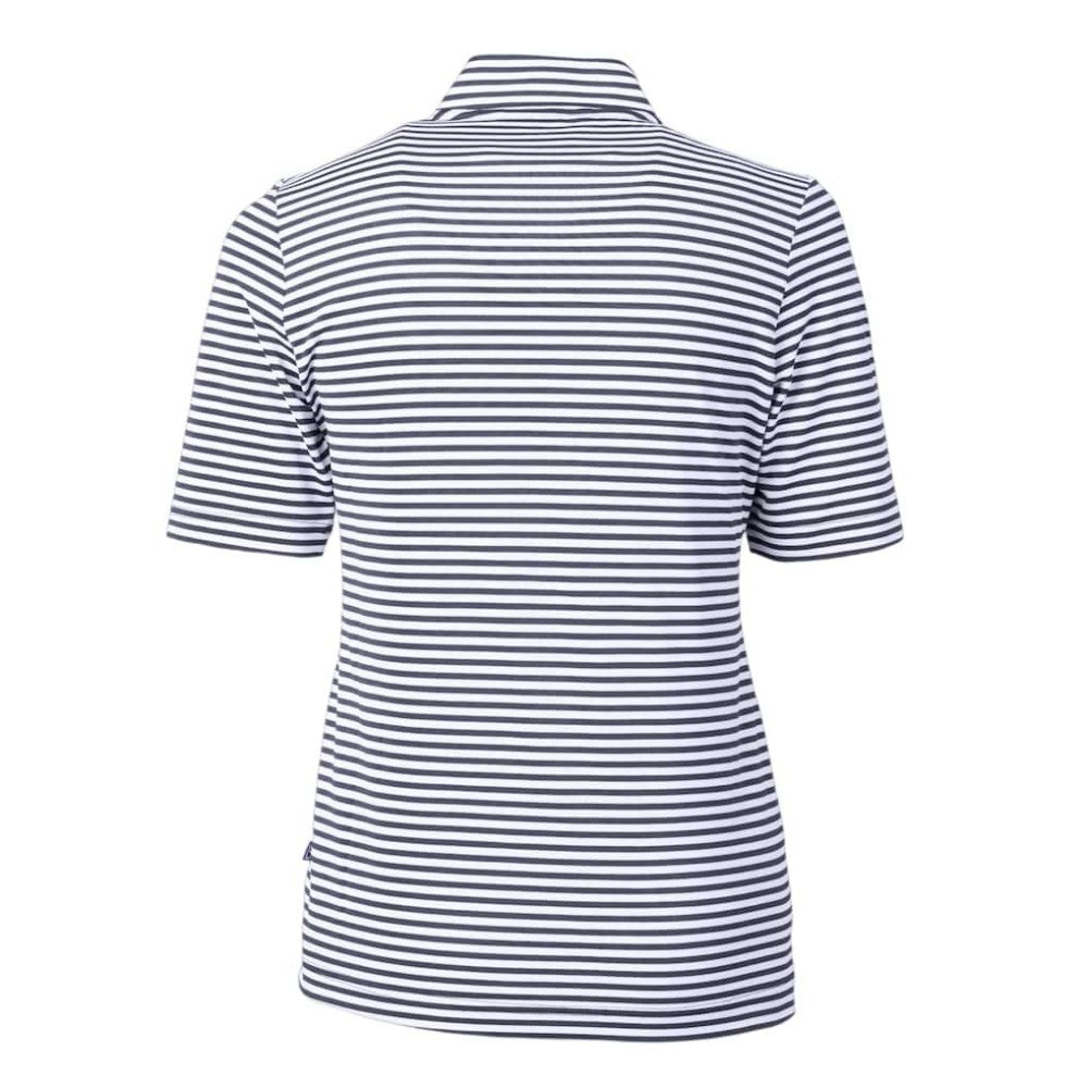 Atlanta Braves Cutter & Buck Women's Virtue Eco Pique Stripe Top - Navy Tops