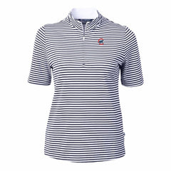 Chicago Cubs Cutter & Buck Women's Virtue Eco Pique Stripe Top - Navy Tops