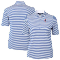 Chicago Cubs Cutter & Buck Women's Virtue Eco Pique Stripe Top - Blue Tops