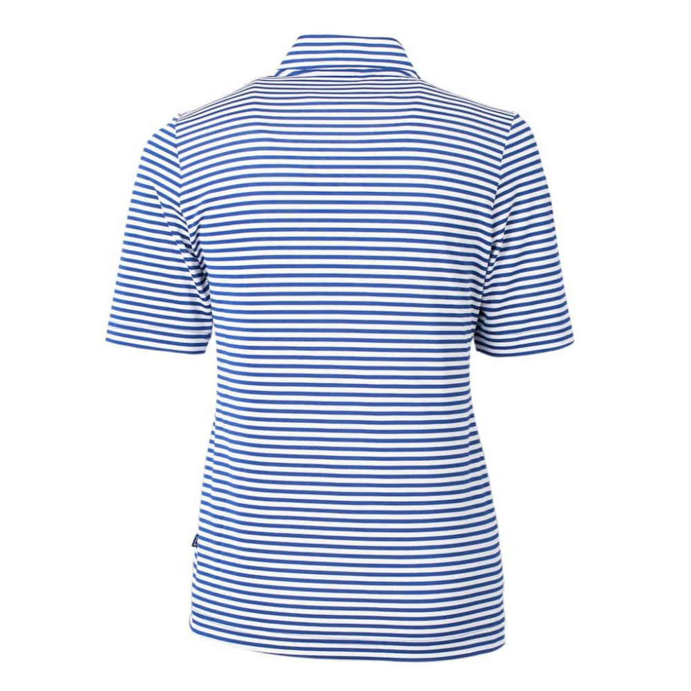 Chicago Cubs Cutter & Buck Women's Virtue Eco Pique Stripe Top - Blue Tops