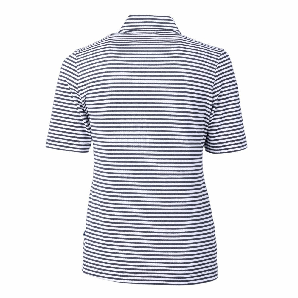 Cleveland Guardians Cutter & Buck Women's Virtue Eco Pique Stripe Top - Navy Tops