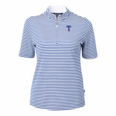 Texas Rangers Cutter & Buck Women's Virtue Eco Pique Stripe Top - Blue Tops
