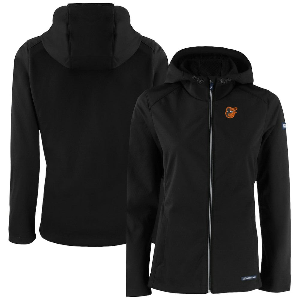 Baltimore Orioles Cutter & Buck Women's Evoke Eco Softshell Recycled Full-Zip Jacket - Black Jackets