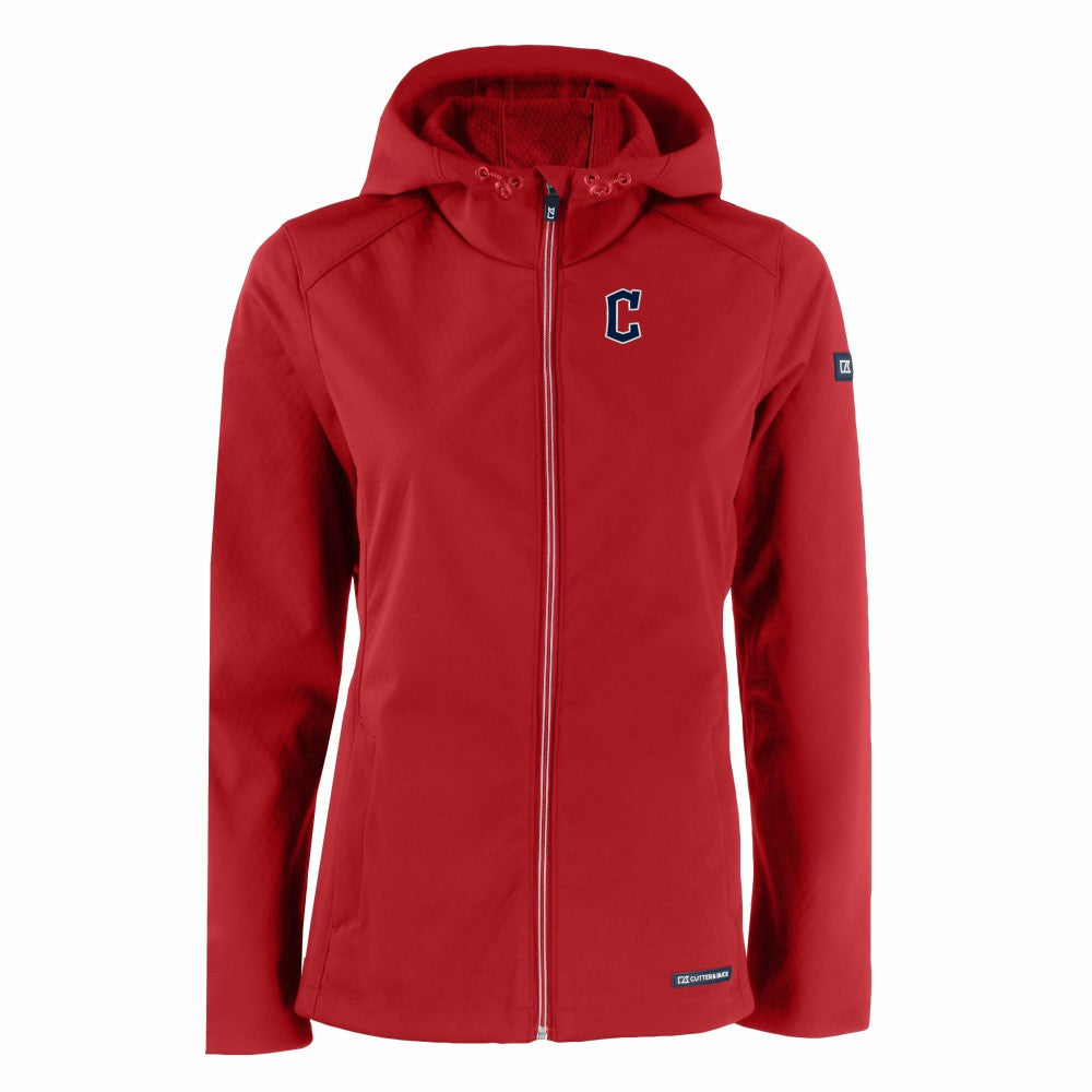 Cleveland Guardians Cutter & Buck Women's Evoke Eco Softshell Recycled Full-Zip Jacket - Red Jackets
