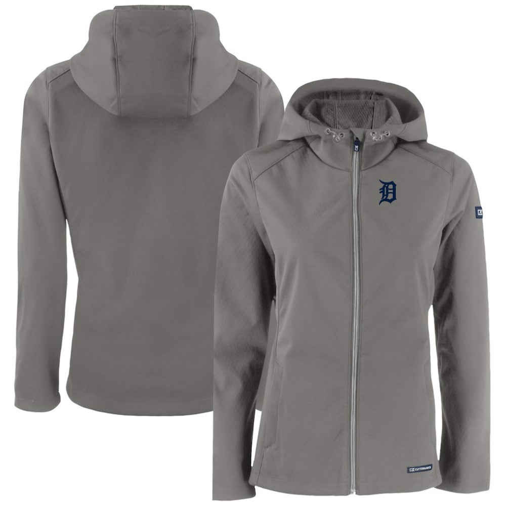 Detroit Tigers Cutter & Buck Women's Evoke Eco Softshell Recycled Full-Zip Jacket - Gray Jackets