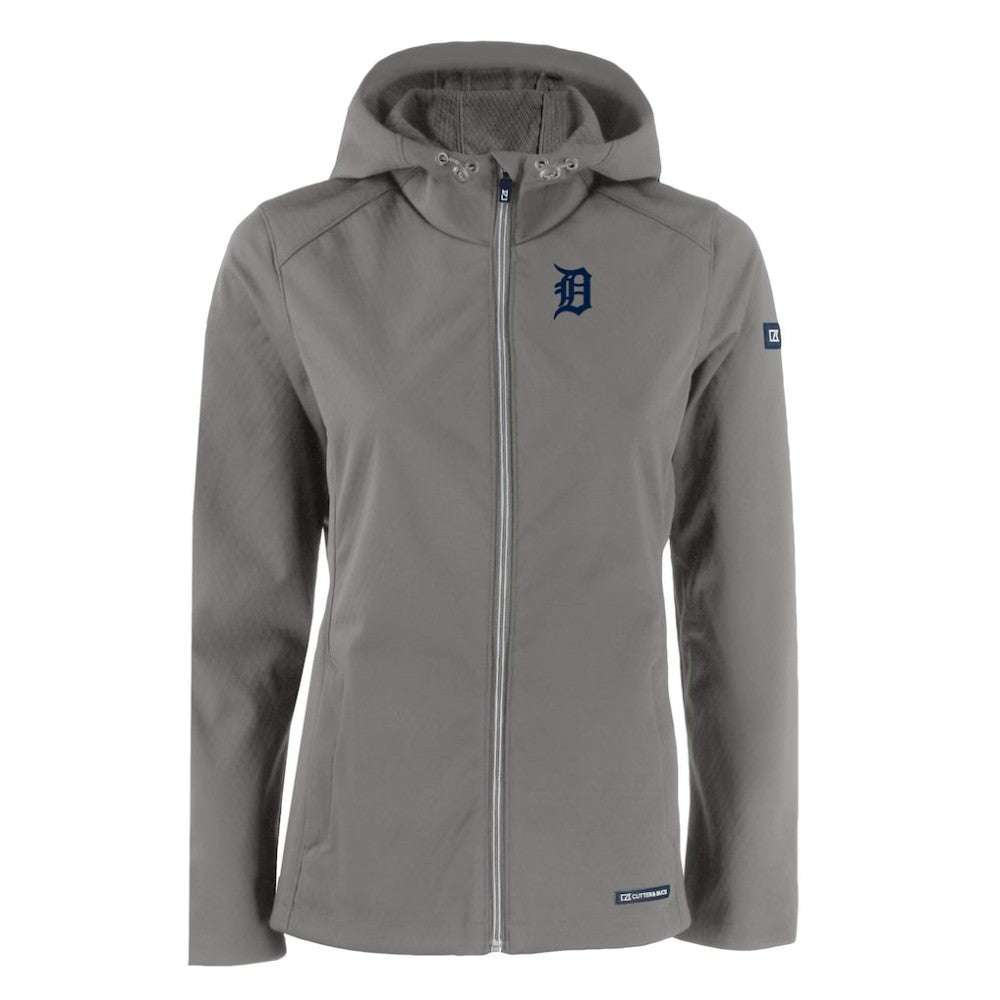 Detroit Tigers Cutter & Buck Women's Evoke Eco Softshell Recycled Full-Zip Jacket - Gray Jackets
