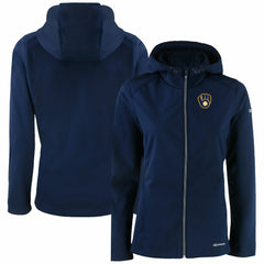 Milwaukee Brewers Cutter & Buck Women's Evoke Eco Softshell Recycled Full-Zip Jacket - Navy Jackets