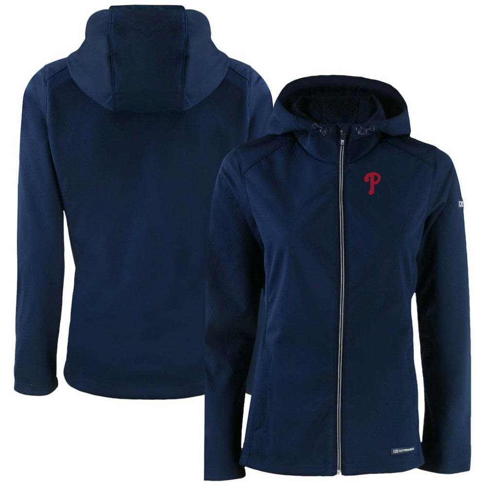 Philadelphia Phillies Cutter & Buck Women's Evoke Eco Softshell Recycled Full-Zip Jacket - Navy Jackets