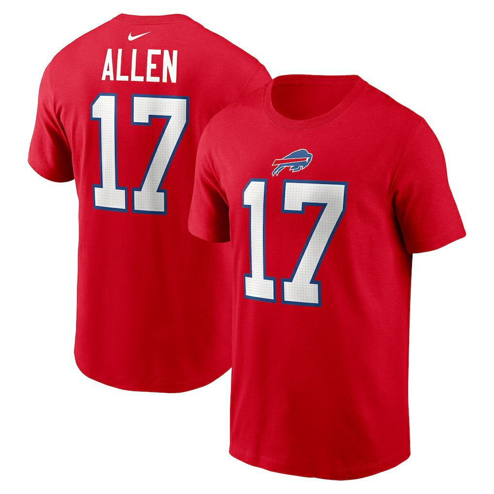 Josh Allen Buffalo Bills Player Name & Number T-Shirt Red