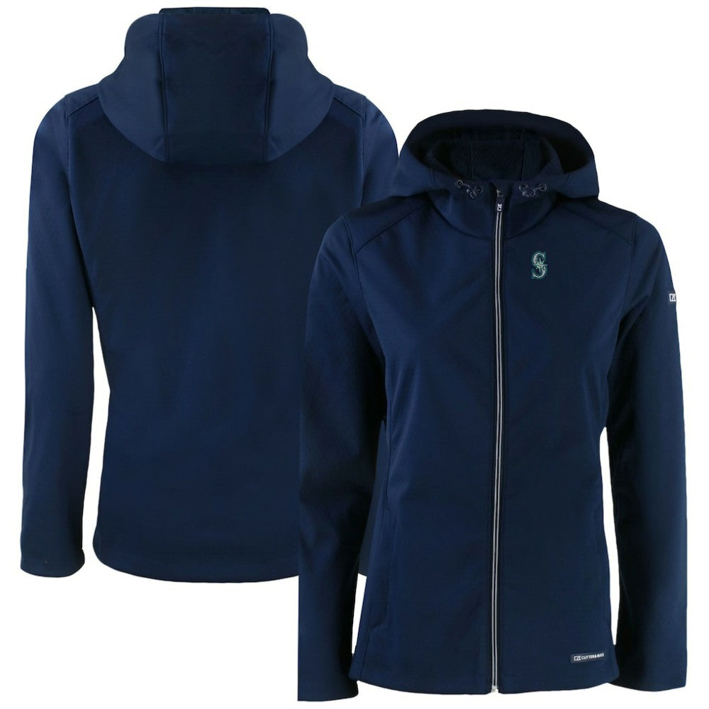 Seattle Mariners Cutter & Buck Women's Evoke Eco Softshell Recycled Full-Zip Jacket - Navy Jackets