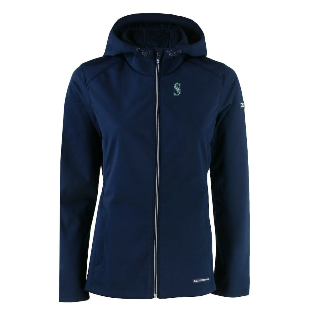 Seattle Mariners Cutter & Buck Women's Evoke Eco Softshell Recycled Full-Zip Jacket - Navy Jackets
