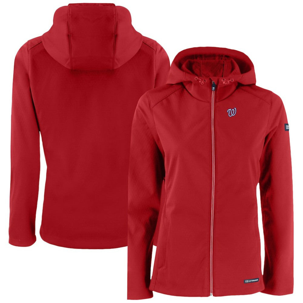 Washington Nationals Cutter & Buck Women's Evoke Eco Softshell Recycled Full-Zip Jacket - Red Jackets