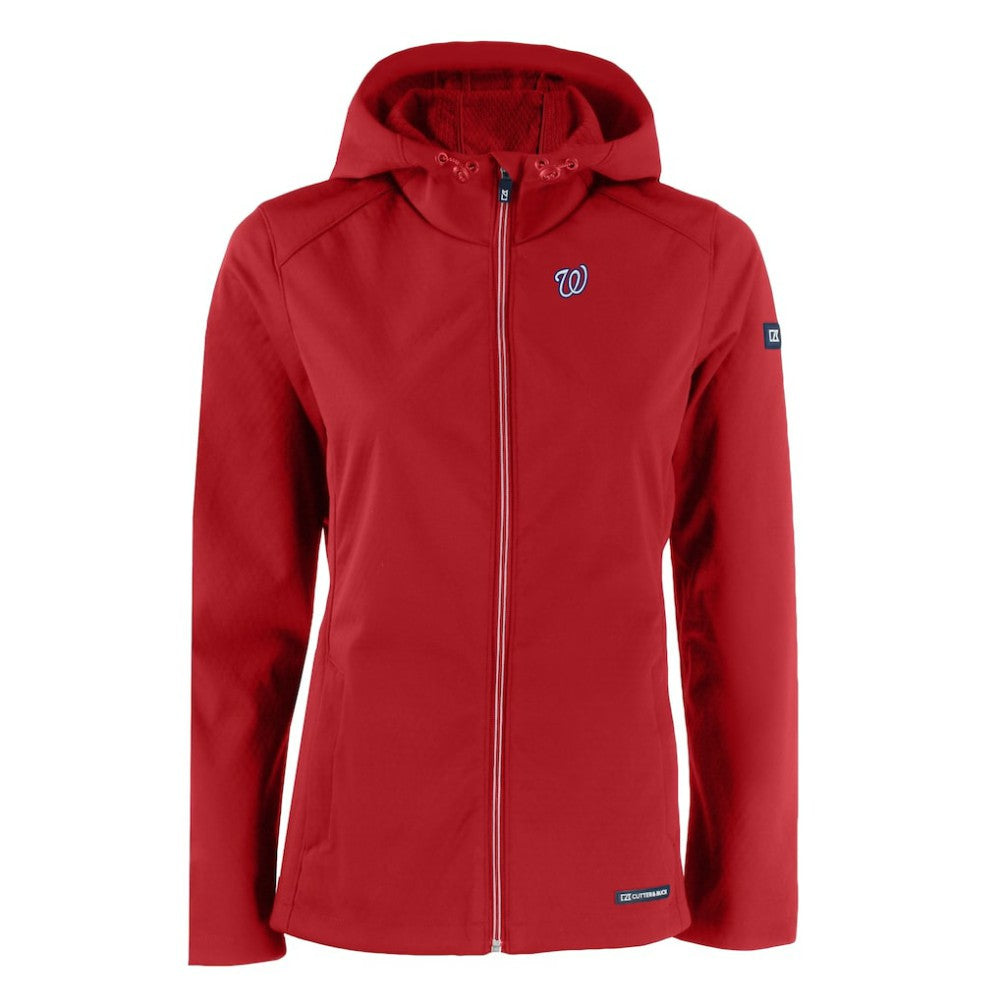 Washington Nationals Cutter & Buck Women's Evoke Eco Softshell Recycled Full-Zip Jacket - Red Jackets