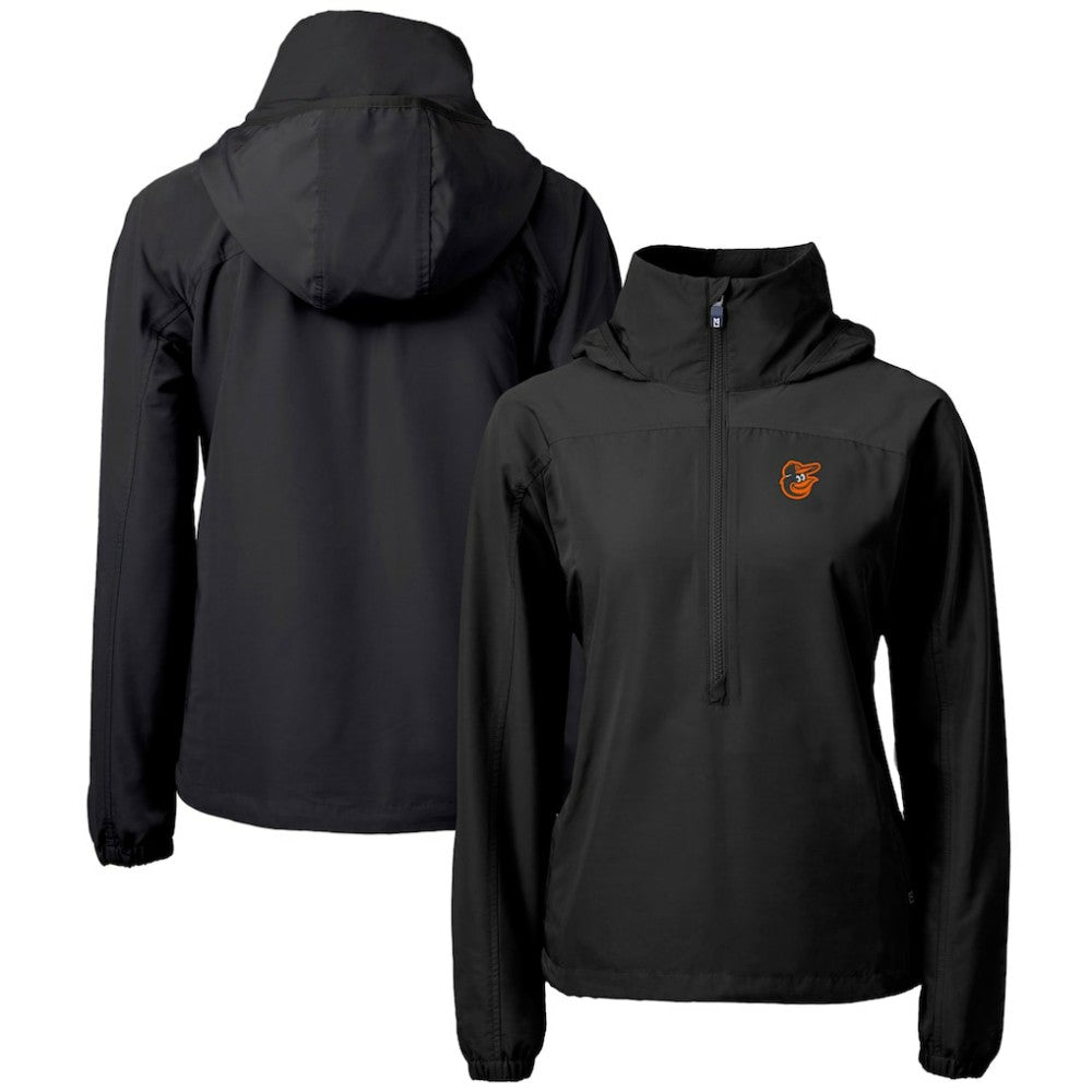 Baltimore Orioles Cutter & Buck Women's Charter Eco Recycled Half-Zip Anorak Jacket - Black Jackets
