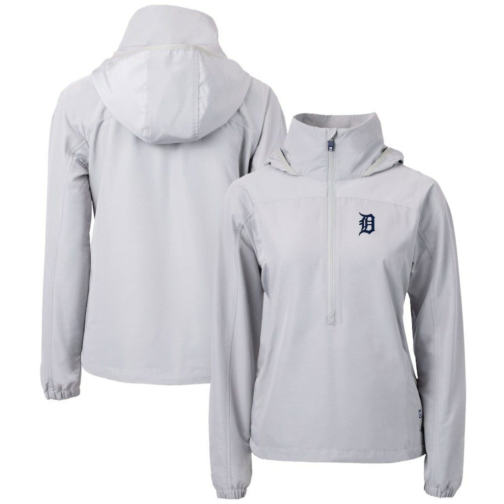 Detroit Tigers Cutter & Buck Women's Charter Eco Recycled Half-Zip Anorak Jacket - Gray Jackets